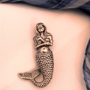 Vintage Mermaid Silver-Tone Brooch